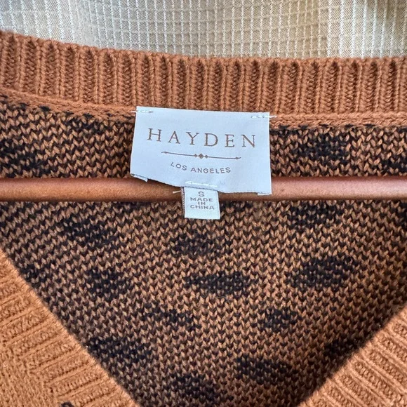 Hayden Cozy Brown and Black Spotted Knit Cardigan - Picture 3 of 4